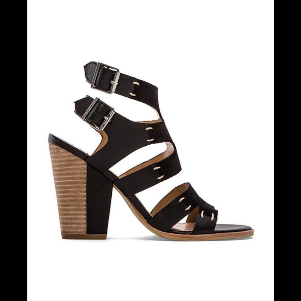Dolce Vita Black Strappy Block Poppi Heel Sandals
